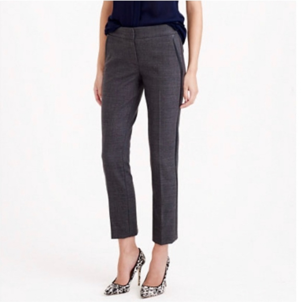 J. Crew | Campbell Tuxedo Dress Pants with Faux Leather Sides Size 2 - Picture 2 of 16